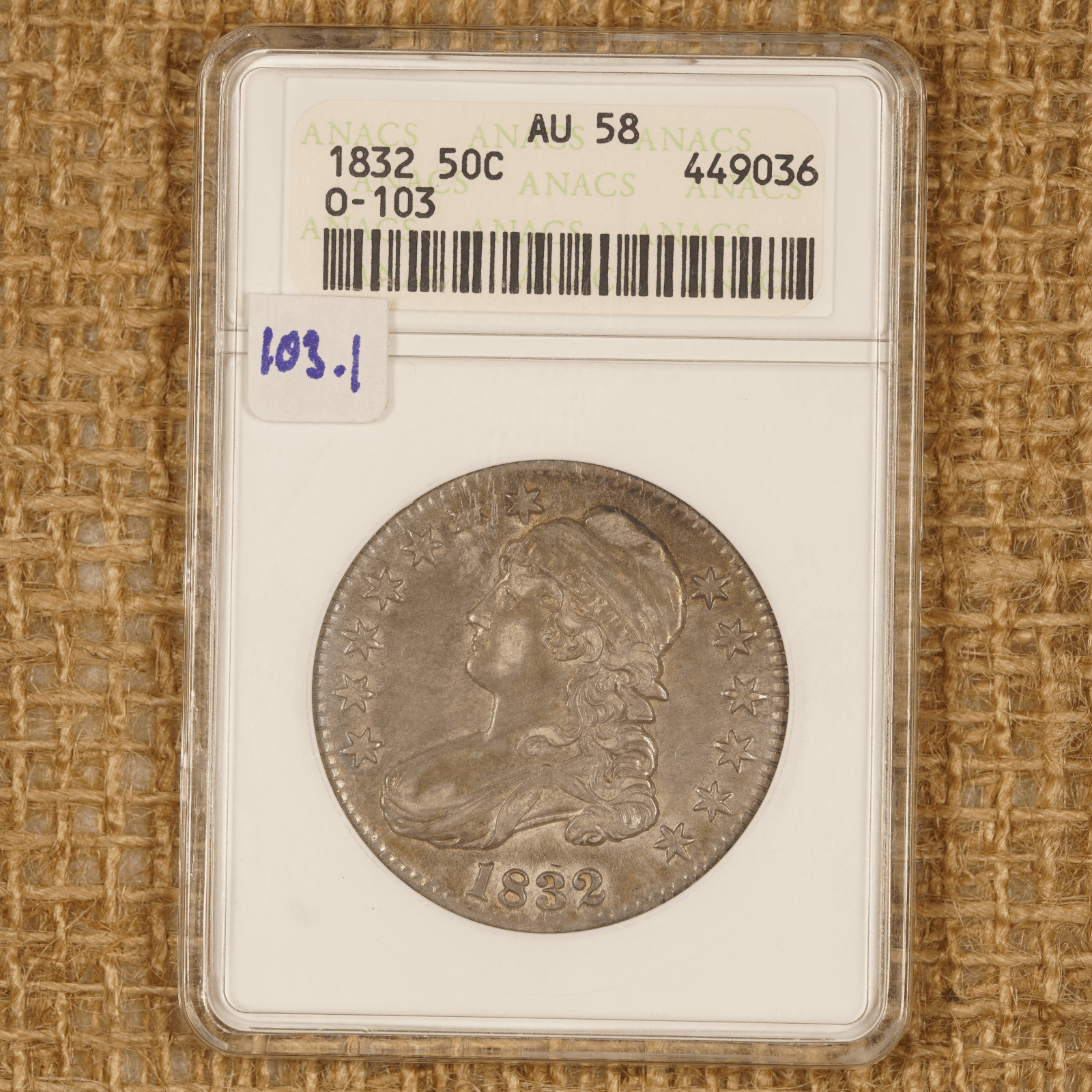 1832 Capped Bust Half Dollar O.103 SL