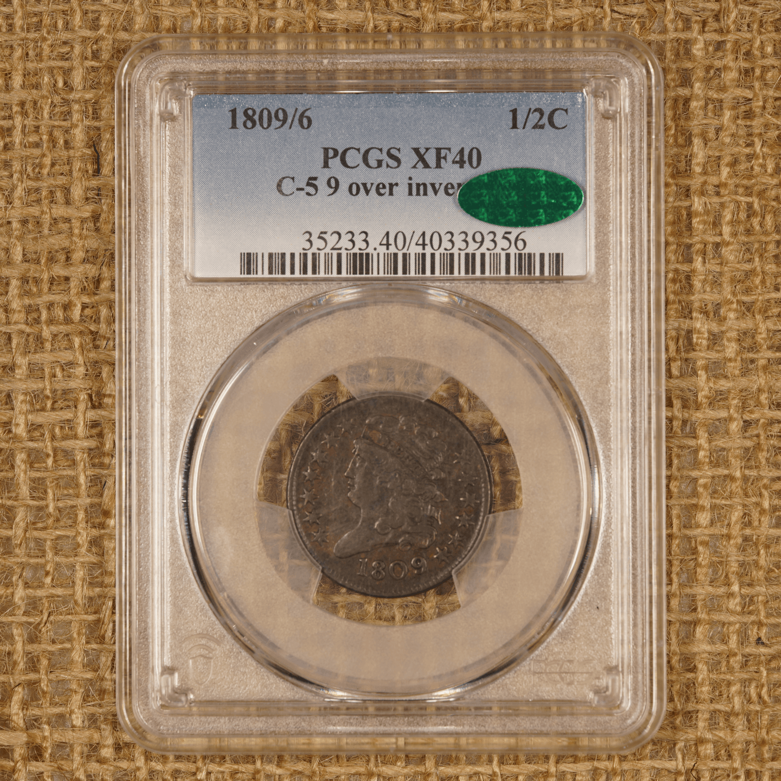 1809/6 Classic Head Half Cent C-5 9 over inverted