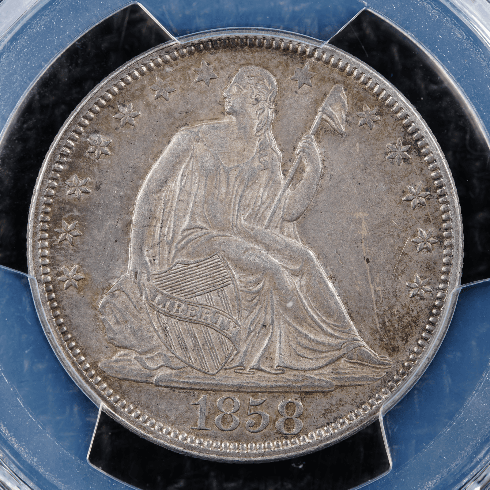 1858 Liberty Seated Half Dollar 40Th Anniversary
