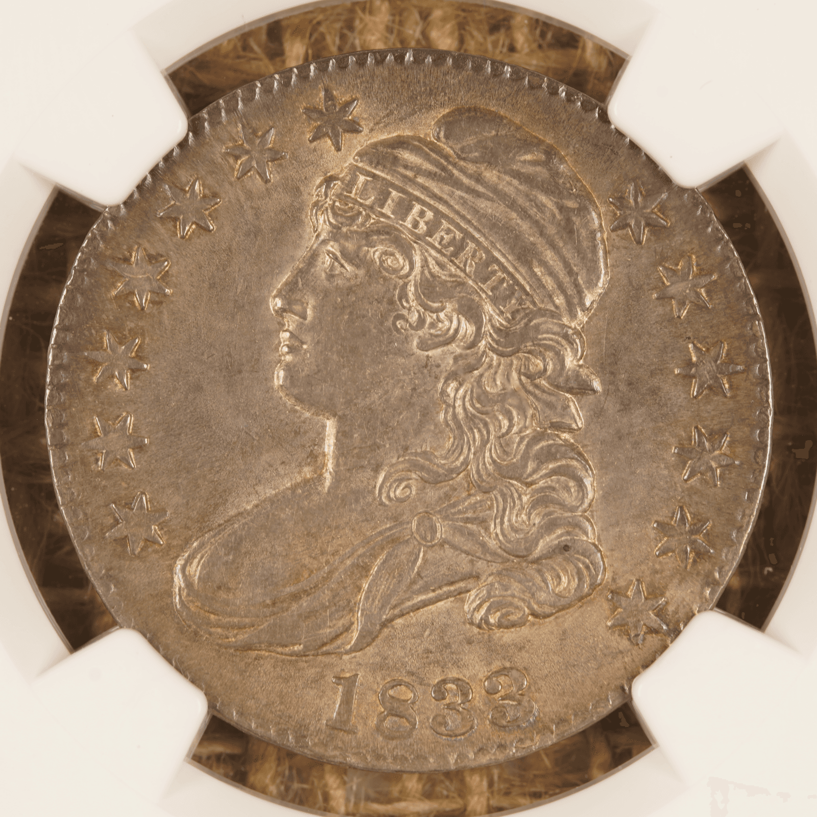 1833 Capped Bust Half Dollar O.105, Large over Small S