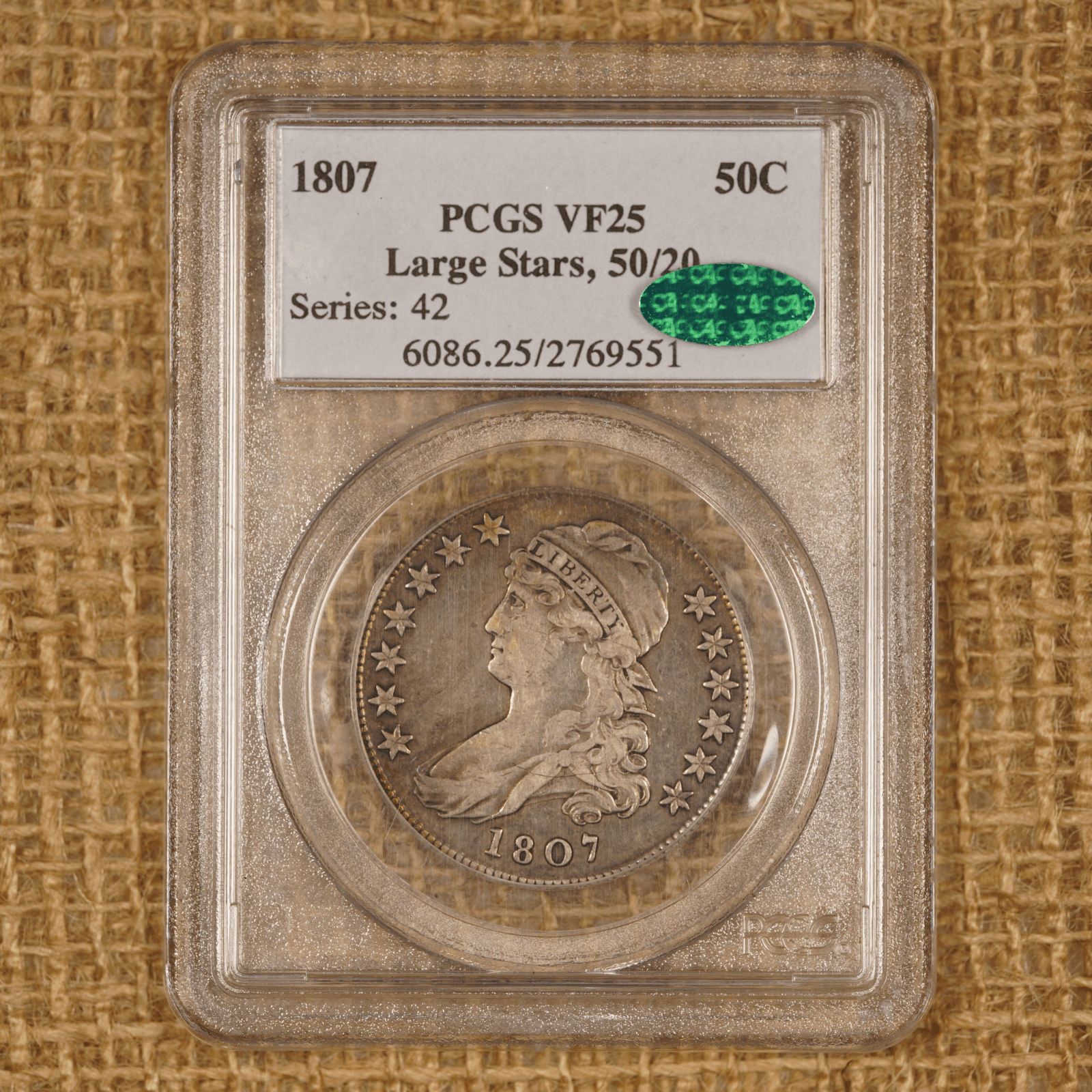1807 Draped Bust Half Dollar LARGE STARS 50/20